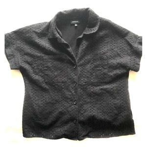 Black short sleeve button down.
